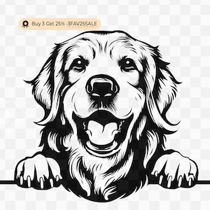 GOLDEN GOLDEN RETRIEVER Svg, gluren Golden Retriever Clipart, gluren Golden Retriever Svg-bestanden voor Cricut, Golden Retriever Svg, schattige hond