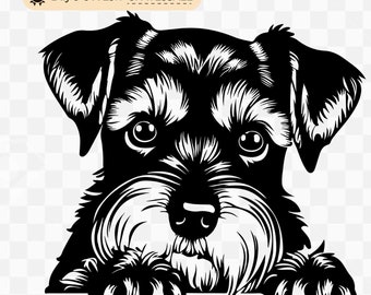 Schnauzer Terrier späht Hunderasse Stammbaum Hund Haustier Hund Tier Logo kommerzielle SVG Dxf PNG EPS Clipart Cricut Schnitt Schneidedatei