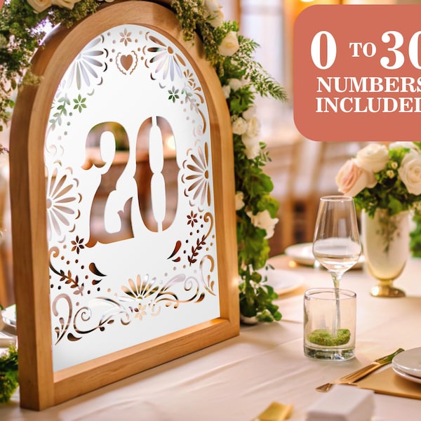 White Table Numbers 0-30, Wedding Table Numbers, fiesta table numbers, Fiesta Clip Art, Papel Picado SVG Bundle, Wedding svg,Mexican Wedding
