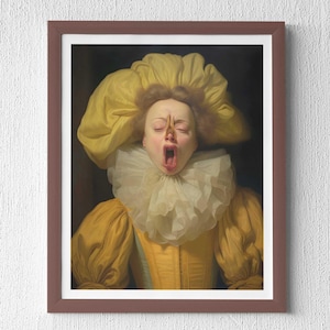 Lady Painting Bathroom Art Funny Classical Painting Poster Print Digital Download Printable Art Vintage Midcentury Toilet Humor Amusing Gift