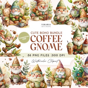 36 Coffee gnome PNG, Coffee gnome sublimation, coffee gnome watercolor, coffee gnome Clipart, Coffee for Shirt, barista gnome png,cute gnome