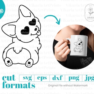 Zabawny plik do cięcia pośladków Corgi, Miłośnik psów, Pembroke Welsh Corgi, Sylwetka mamy psa Cricut, Grawerowanie laserowe na koszulce winylowej, Miłośnik corgi, Kawaii