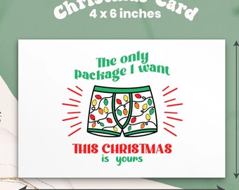 The only package I want this Christmas is yours, Funny Christmas Card, Funny Christmas card for Boyfriend, Funny Christmas card for Husband