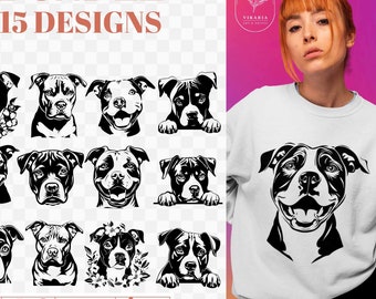 Pitbull Svg Bundle 15, PITBULL SVG, PITBULL Clipart, Pitbull Svg Dateien für Cricut, Pitbull Silhouette Svg, amerikanische Pitbull Svg, amerikanische Pit