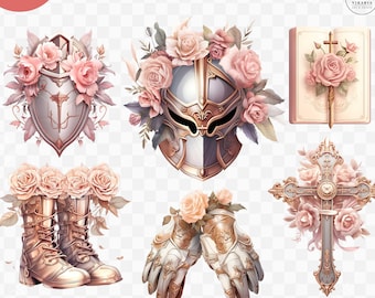 Armor of God Clip Art, Full Armor of God PNG, Ephesians 6, Christian PNG, Digital Download, Prayer Clipart, Prayer Warriors, female warrior