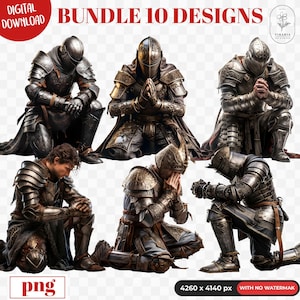 Bundel Armor Warrior knielt bidden png, wapenrusting van God illustraties, volledige wapenrusting van God png's, Efeziërs 6, christelijke png, knielende ridder, gebed png