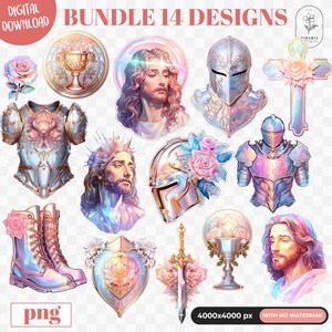 Armor of God Clip Art, Full Armor of God PNG, Ephesians 6, Christian PNG, Holographic sticker, Prayer Clipart, Prayer Warriors, Jesus design