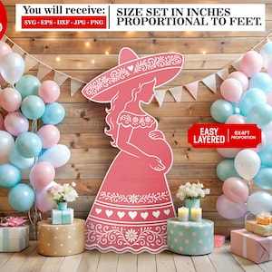 Cielito Lindo Baby Shower SVG, Papel Picado, Baptism, Colorful Mexican Fiesta, Baby Shower in Papel Picado style, Mexican mom svg, pregnant
