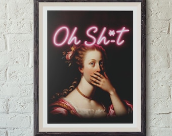 Funny Bathroom Art, Prank Gift, Eclectic wall art, Maximalist art, vintage print, funny bathroom signs, surreal Alter Art, funky home decor