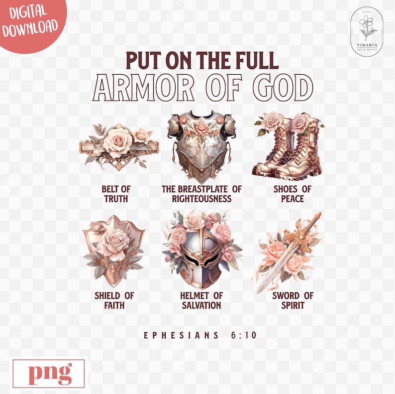 Woman Warrior of God, Bible Quote Png, Shield of Faith png, Armor of God Clip Art, Full Armor of God PNG, Ephesians 6, Christian PNG, quote,vikariaartprints, vikariartprints