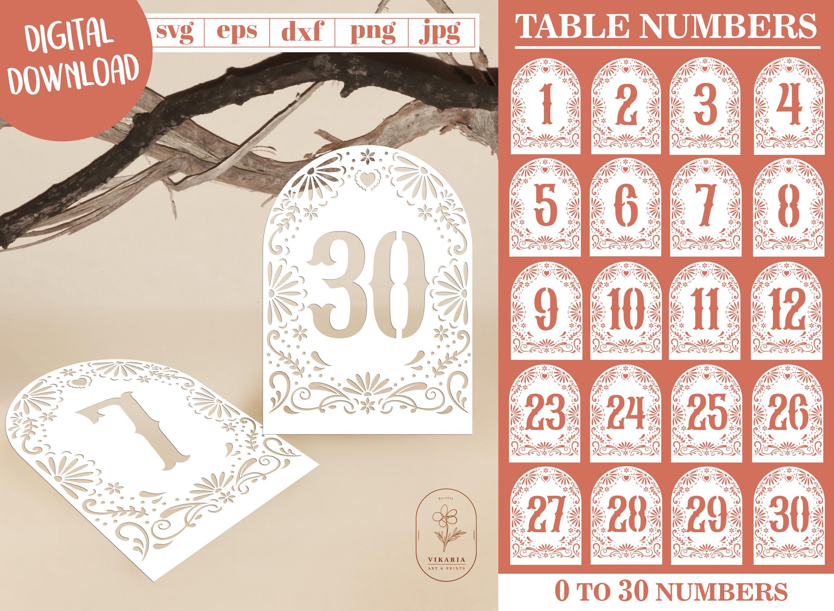 White Table Numbers 0-30, Wedding Table Numbers, fiesta table numbers, Fiesta Clip Art, Papel Picado SVG Bundle, Wedding svg,Mexican Wedding