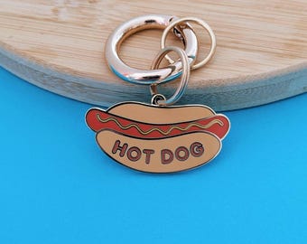Placa de identificación para perro personalizada con forma de perrito caliente, placa de identificación divertida, placas de identificación grabadas, placa de identificación para mascota, placa de identificación para mascota personalizada