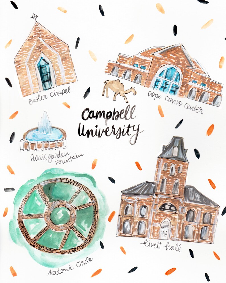 Campbell University Map Print Etsy