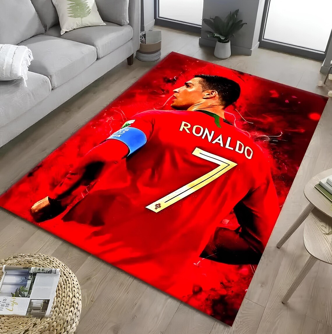 Cristiano Ronaldo Area Rug, Portugal Carpet , Ronaldo Fans Rug, Home ...