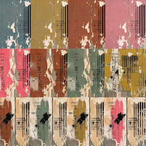 Grunge Distressed Digital Paper Pack, Vintage Texturen, Strichcode-Hintergründe (PNG)