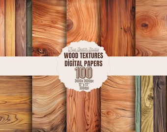 Rustic Wood Texture Digital Paper Bundle, Seamless Patterns, Scrapbook Craft Backgrounds (100)