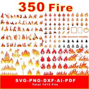 Bundle SVG de feu 350 fichiers SVG feu ClipArt PNG flamme cadres graphiques feu feu svg Cricut png feu image svg feu icône png clipart feu
