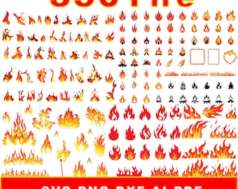 350 Fire SVG Bundle: Flame Graphics, Icons, and Frames (Digital Download)