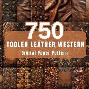 Tooled Leather Digital Paper, Western Leather Textures, Tooled Leather Backgrounds, Cowboy Leather Texture, Craft Paper, Digital Download