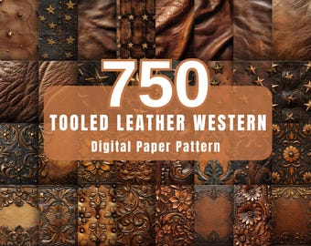 Tooled Leather Digital Paper, Western Textures (Digital Download)