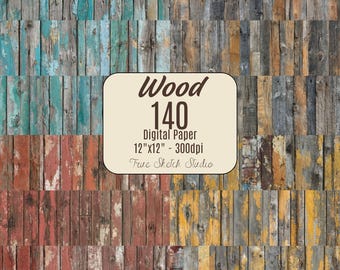 Rustik Wood Digital Paper, Distressed Weathered Wooden Textures, Shabby Chic Wood Plank Backgrounds