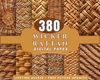 Wicker Rattan Texture Digital Paper, Seamless Weave Patterns (Digital Download)