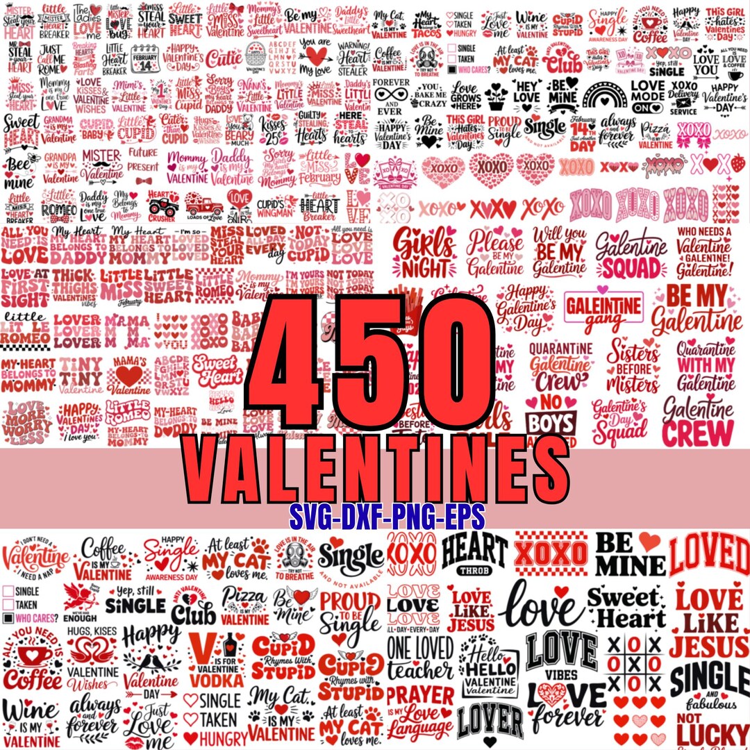 450 Valentine Quotes SVG Bundle Pack 1 - Etsy
