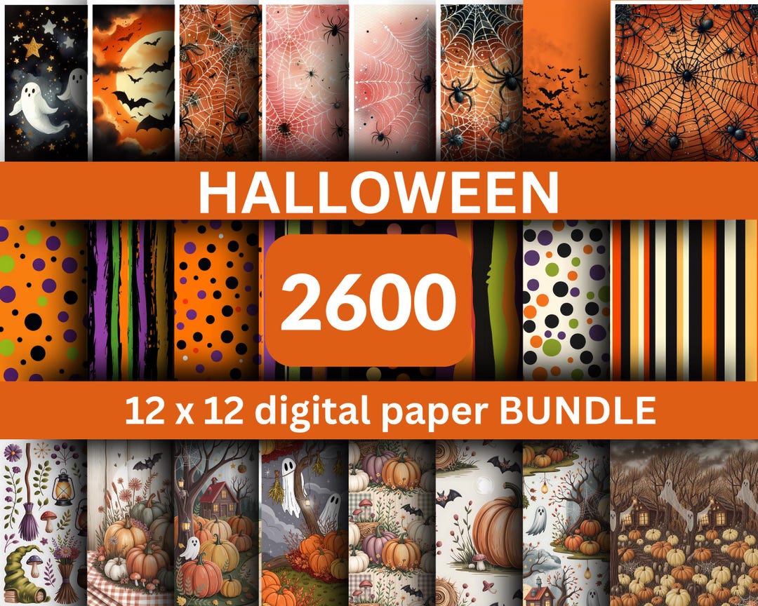 2600 Halloween Digital Paper Bundle, Vintage Skulls, Spiders (PNG) - Etsy