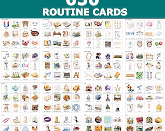 650 Visual Routine Cards for Kids | Daily Schedule, Chores, Learning (Digital Download)