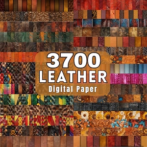 Digitale leren papierbundel, naadloze leerstructuren, afdrukbare leren achtergronden, afdrukbare textuur, ambachtelijk papier, digitale download