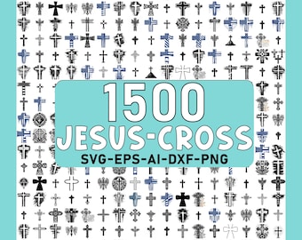 1500 Cross SVG Bundle: Jesus, Soldier, Distressed Designs (Digital Download)