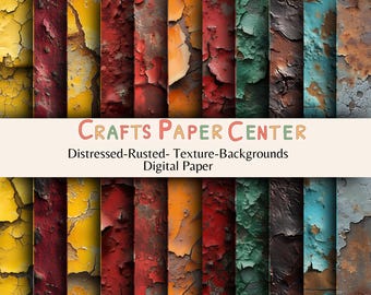 Distressed Rusted Texture Digital Paper Pack: Grunge Scrapbook Backgrounds (Downloadable PNGs, 300 DPI)