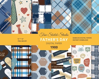 Father's Day Digital Paper, Seamless Men Patterns