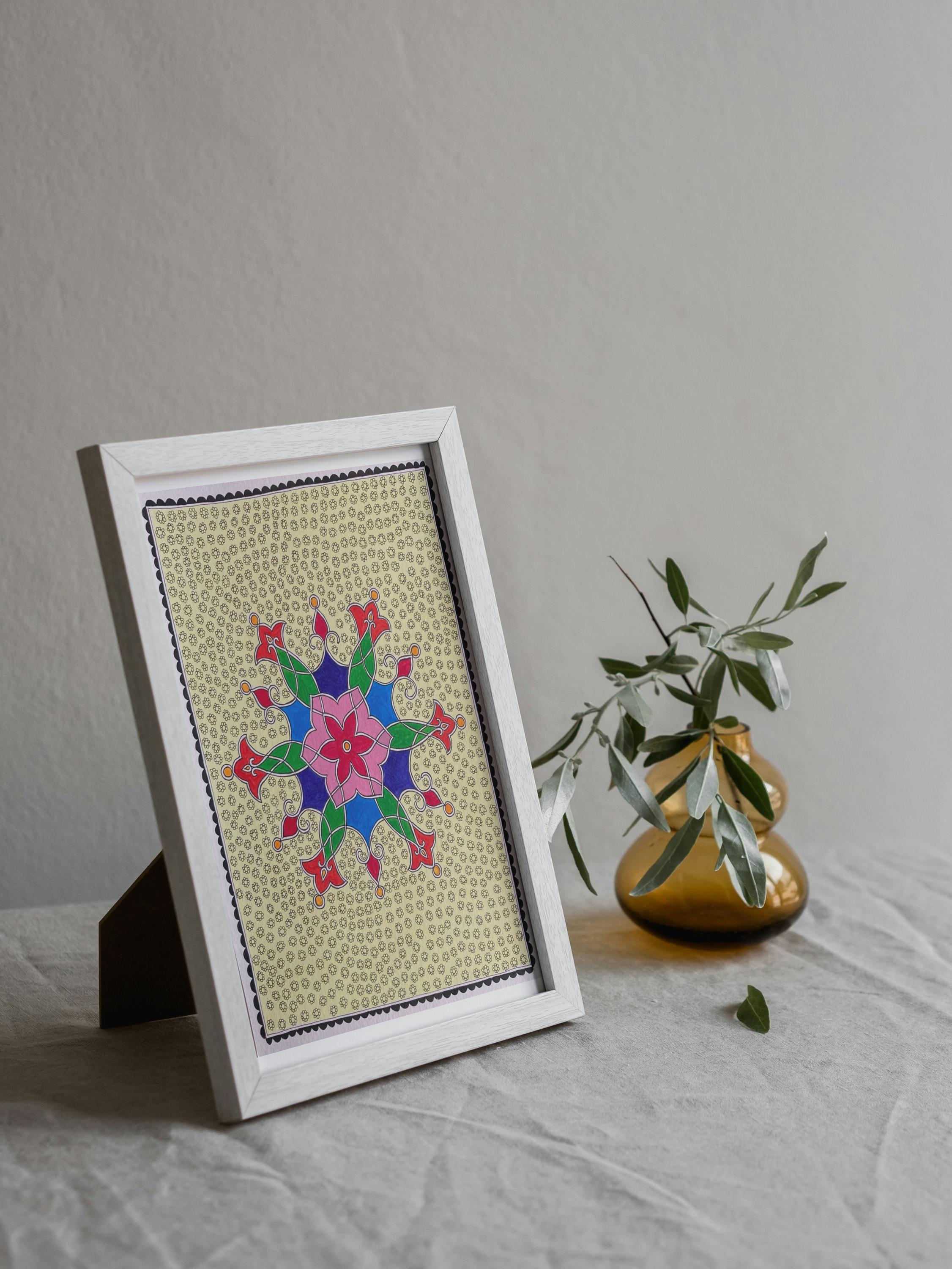 Handmade Peacock Madhubani Painting | Indian Folk Art L A4 Size Wall ...