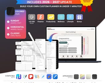 2025 Digitaler Planer: Verlinkter, anpassbarer iPad Planer (GoodNotes Kompatibel)