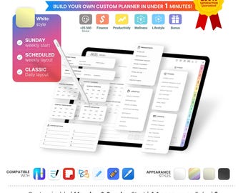 Personalisierbarer Digitaler Kalender 2025-2027: GoodNotes iPad Planer (Digitaler Download)