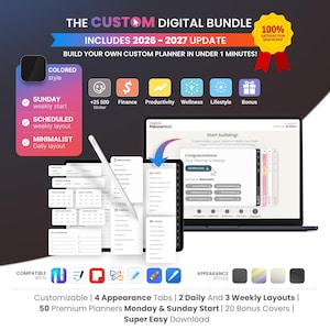 Digital Planner, Goodnotes Planner, iPad Planner, Notability Planner, Dated Digital Planner, 2025 2026 Undated Planner, Minimalist