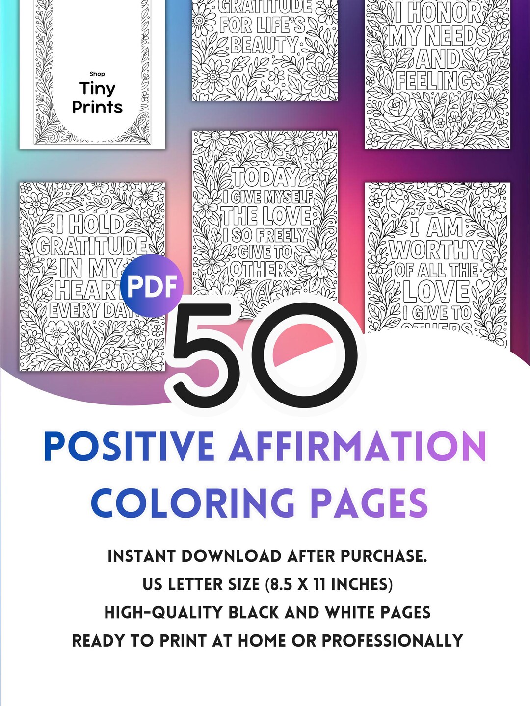 Self Love Coloring Pages | 50 Mindfulness Designs (instant Download PDF ...