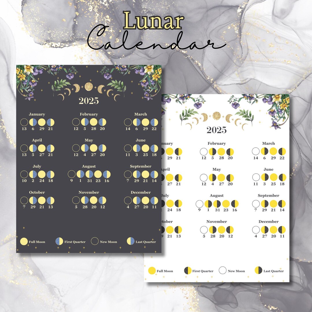 2025 Lunar Calendar | Witchy Moon Phases Printable | Digital Download ...