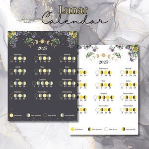 2025 Lunar Calendar | Witchy Moon Phases Printable | Digital Download