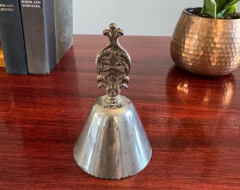 Antique Silver Plated Bell - Pierced Scroll Handle