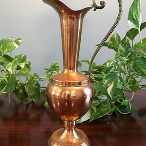 Vintage Copper Pitcher - Brass Handle