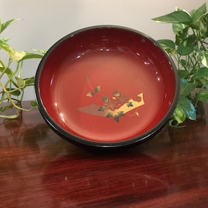 ヴィンテージ 日本製漆塗り大皿 - 22 cm