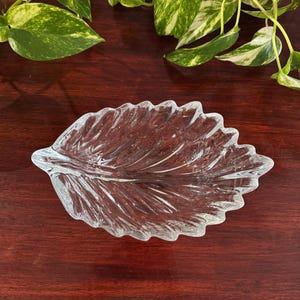 Vintage Glass Leaf Shaped Bowl