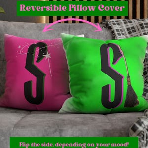 Reversible Wicked Kissenbezug Personalisierte Wicked Dekor Elphaba Glinda Zauberer von Oz Fandom Merchandise Wicked Brothday Geschenk Wicked Merch