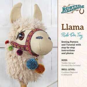 Llama Ride-on Toy Stick Horse Sewing Pattern and Tutorial Includes Two Sizes DIGITAL PDF image 2