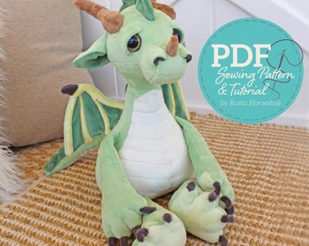 Debonair Dragon Pudgy Plushie Soft Toy Sewing Pattern and Tutorial DIGITAL PDF