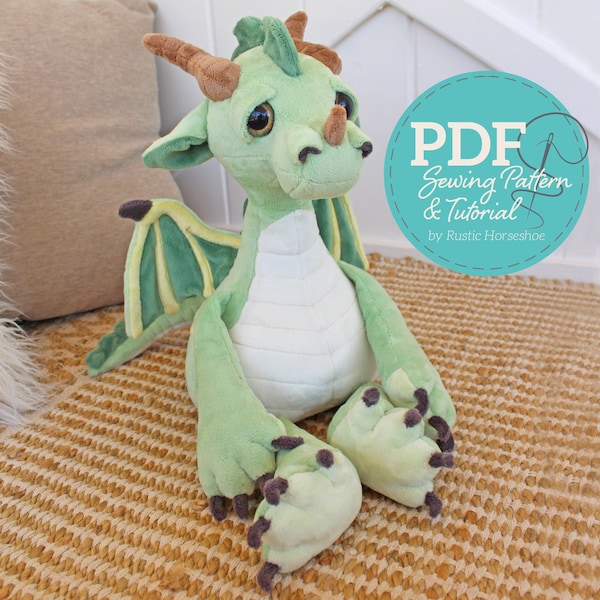 Debonair Dragon Pudgy Plushie Soft Toy Sewing Pattern and Tutorial DIGITAL PDF