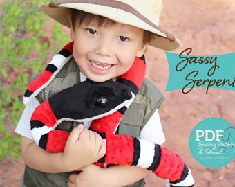 Sassy Serpent Snake Soft Toy Sewing Pattern and Tutorial Stuffed Animal - DIGITAL PDF