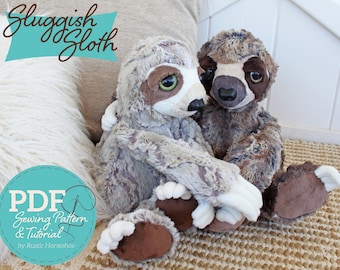 Sluggish Sloth Pudgy Plushie Sewing Pattern and Tutorial Stuffed Animal Toy - DIGITAL PDF